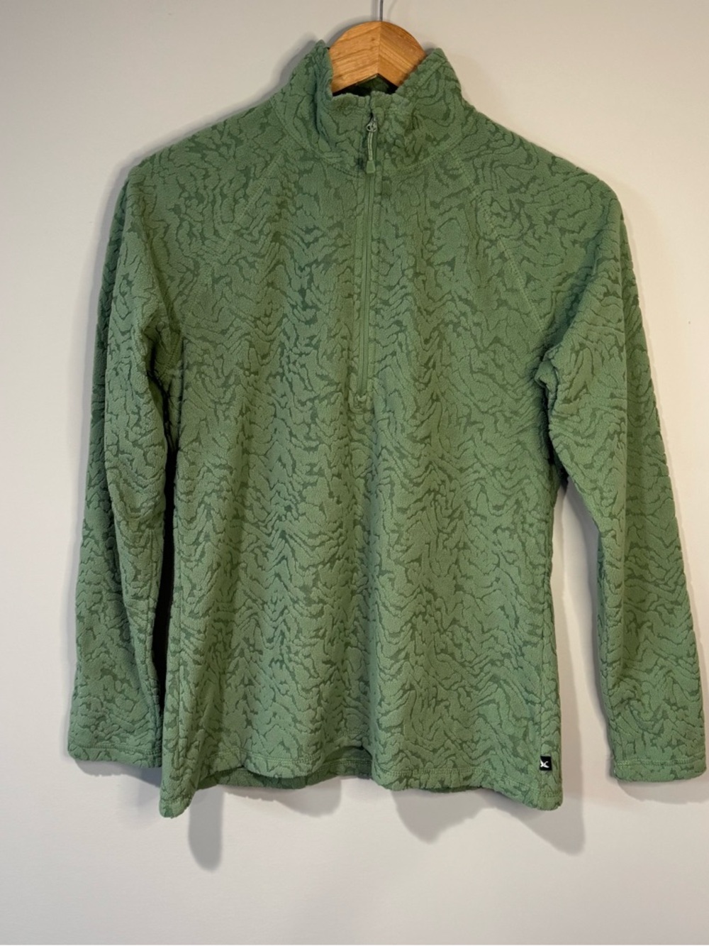 Eddie Bauer Quest Fleece Sage Green 1/4 Zip Seapine Print Hiking Women's Size S